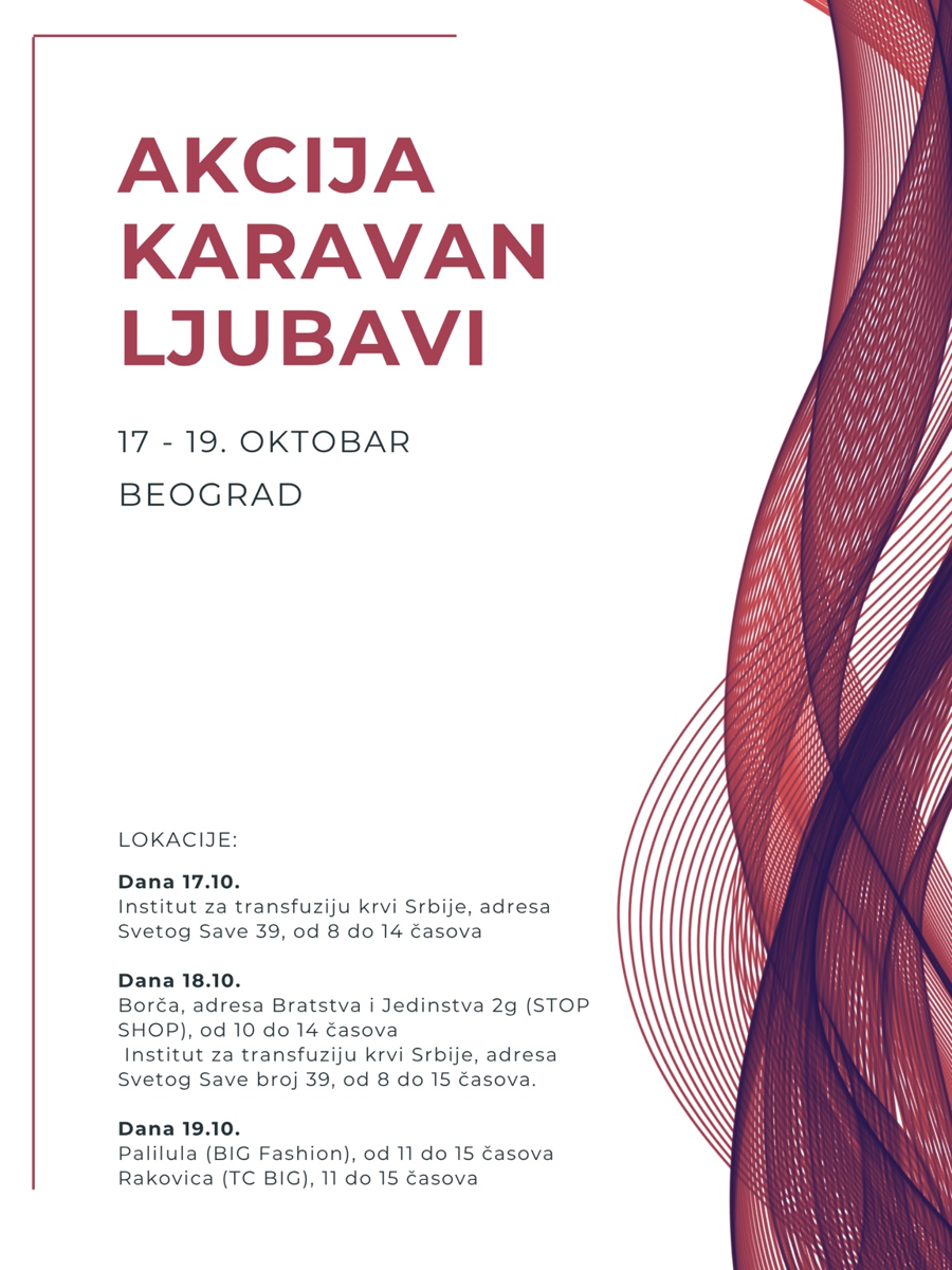 Plakat akcije Karavan ljubavi, 17–19. oktobar u Beogradu